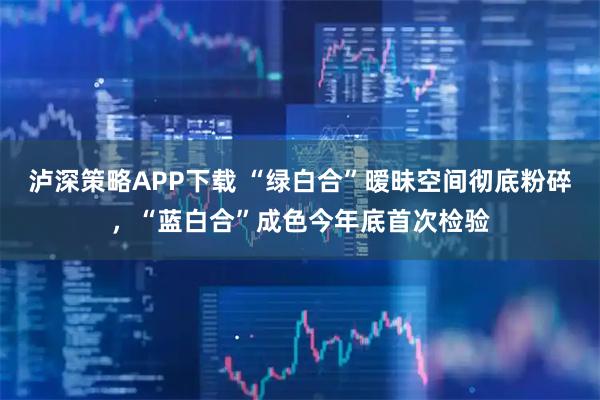 泸深策略APP下载 “绿白合”暧昧空间彻底粉碎，“蓝白合”成色今年底首次检验