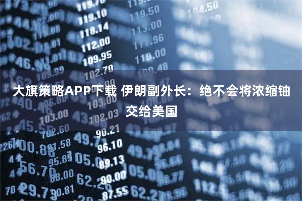 大旗策略APP下载 伊朗副外长：绝不会将浓缩铀交给美国